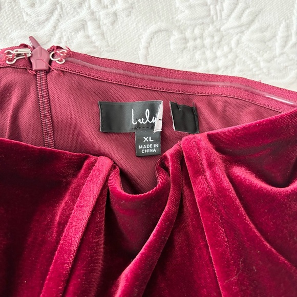 NWOT Lulus Glamorous Celebrations Wine Red Velvet Strapless Tulip Dress XLarge - Picture 4 of 9